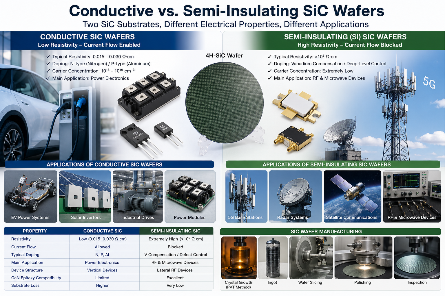 Derniers blogs de l'entreprise sur Wafers SiC semi-isolantes et conductrices: les principales différences expliquées
