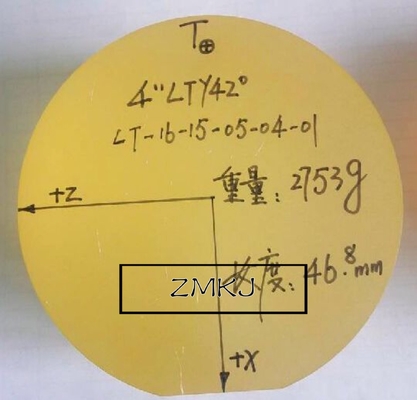 acheter Y- gaufrettes de 42°LiTaO3 LiNbO3 diamètre de 4 pouces 100 millimètres avec l'épaisseur 46mm fabrication en ligne