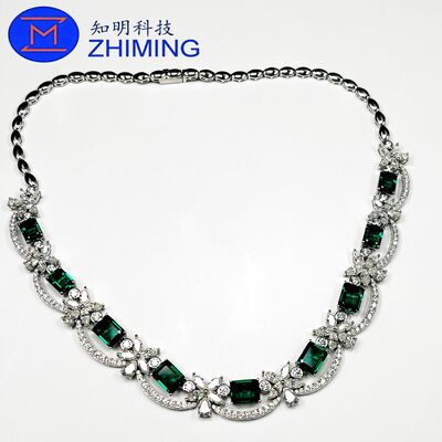 acheter Collier de saphir vert émeraude cultivé en laboratoire – Bijoux en saphir synthétique élégants fabrication en ligne