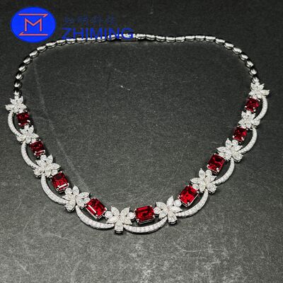 acheter Collier saphir rouge sang de pigeon cultivé en laboratoire, bijoux en pierres précieuses personnalisées fabrication en ligne